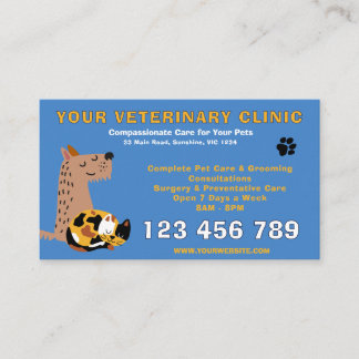 Budget Redigerbar Veterinär | Husdjursvård Företag Visitkort