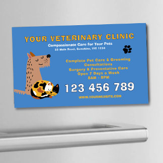 Budget Redigerbar Veterinär | Husdjursvård Magnetiska Visitkort