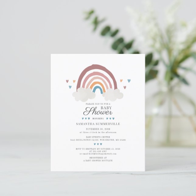 Budget Regnbåge Chic Boho Akvarell Baby Shower (Stående Fram)
