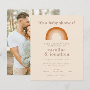 Budget Regnbåge Terrakotta Baby Shower Foto Inbjud