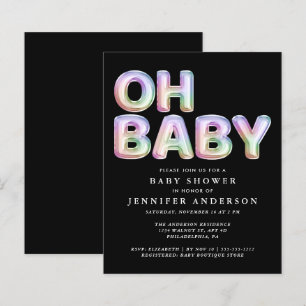 Budget Regnbågsballonger Baby Shower Inbjudan