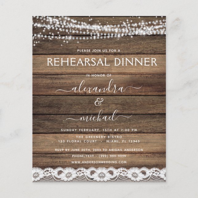 Budget Rehearsal Dinner Rustic Farmhouse Flygblad (Framsidan)