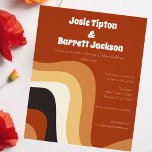 Budget Retro 70s Bröllbjudan för bränd Orange Flygblad<br><div class="desc">Den här groovy retro budget-inbjudan vågigt linjer i brun,  brun och orange,  som påminner om 70-talet och hippie-livsstil. En djärv vintage inbjudan med funky,  vit manus bredvid abstraktens böjda linjer. Groove tillsammans med det här roligtens jordtonskort.</div>