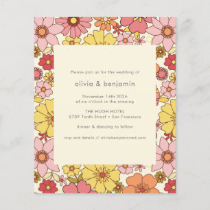 Budget Retro Boho Rosa Gult Blommigt Bröllop