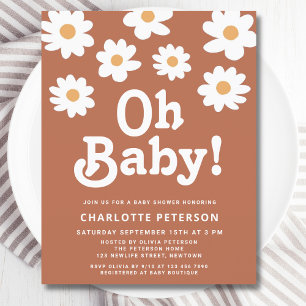 Budget Retro Daisy Baby Shower Inbjudan 