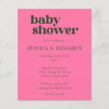 Budget Retro Groovy Rosa Grön Bebis Shower Inbjuda