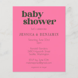 Budget Retro Groovy Rosa Grön Bebis Shower Inbjuda