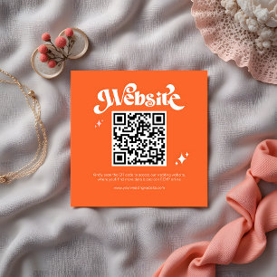 Budget Retro Groovy Script QR Code Bröllop webbpla Tilläggskort