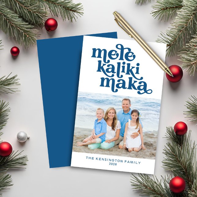 Budget Retro Mele Kalikimaka julfoto (Budget Retro Mele Kalikimaka Christmas Photo Card)