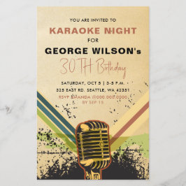 Budget Retro Microphone Karaoke Party-inbjudan