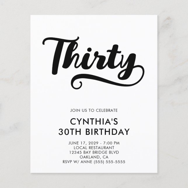 Budget Retro Swash Bold Script 30-årsfirande Flygblad (Framsidan)