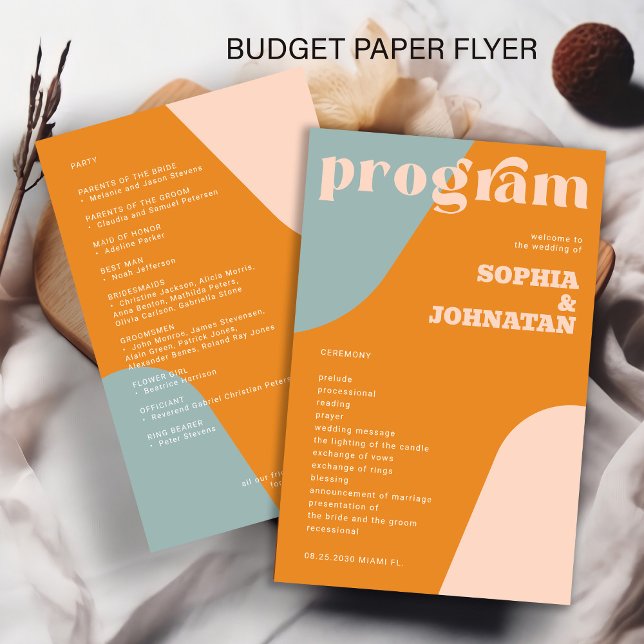 Budget retro wedding program template (Skapare uppladdad)