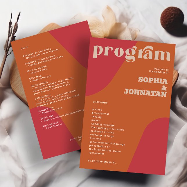 Budget retro wedding program template (Skapare uppladdad)