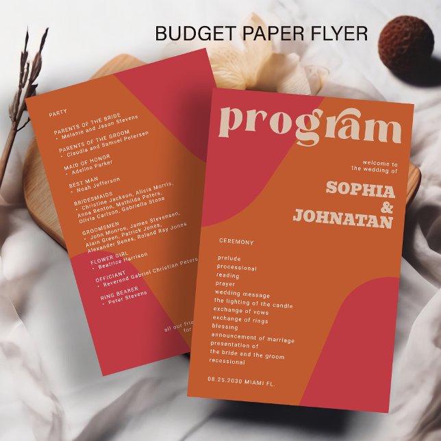 Budget retro wedding program template (Skapare uppladdad)