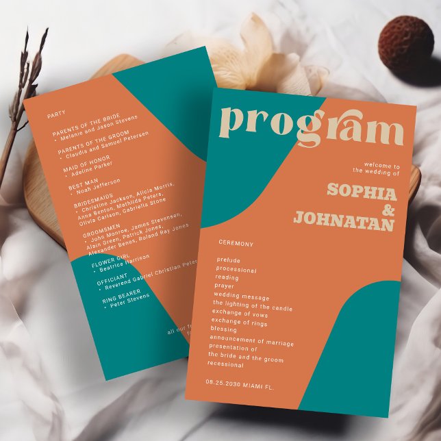 Budget retro wedding program template (Skapare uppladdad)
