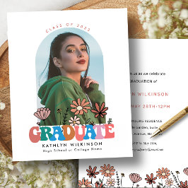 BUDGET Retro Wildblomma Arch Photo GRAD-inbjudan Flygblad