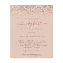 Budget Ro Glitter 21:a födelsedagsinbjudan