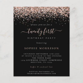 Budget Ro Glitter 21:a Party Svarta inbjudan