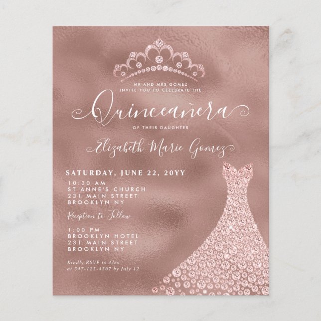 Budget  Ro Guld Diamond Tiara Quinceanera (Framsida)