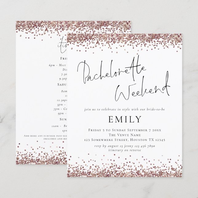 Budget Ro Guld Glitter Bachelorette Helg (Fram/baksida)