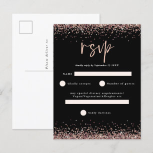 Budget Ro Guld Glitter Black Bröllop OSA Vykort