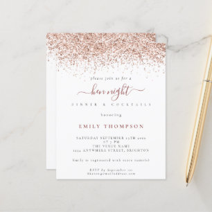 Budget Ro Guld Glitter Hen Night White Inbjudan