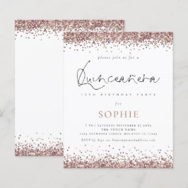 Budget Ro Guld Glitter Quinceanera Party Inbjudan