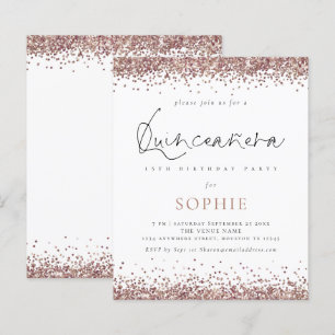 Budget Ro Guld Glitter Quinceanera Party Inbjudan