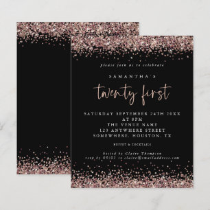 Budget Ro Guld Glitter Svarta 21:a Party Inbjudan