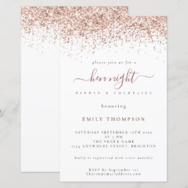 Budget Ro Guld Glitter White Hen Night Inbjudan