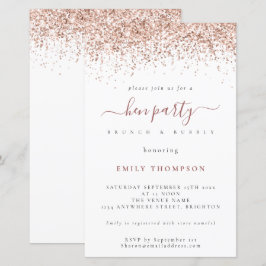 Budget Ro Guld Glitter White Hen Party Inbjudan