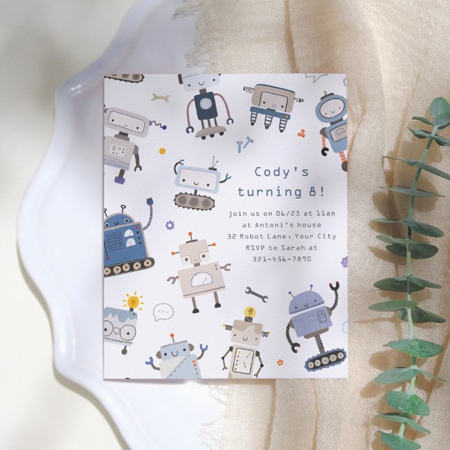 Budget Robot Födelsedagsfest inbjudan (Skapare uppladdad)