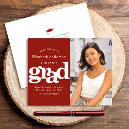 Budget Röd Foto Spara Datum Examen Inbjudan