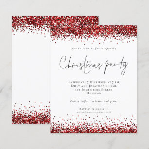 Budget Röd Glitter Script Julfest Vit