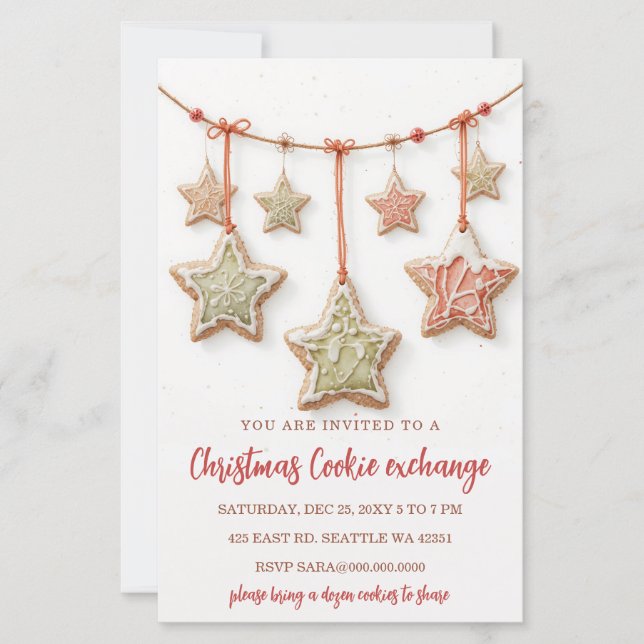 Budget Röd Grön Cookie Exchange Julfest (Framsida)