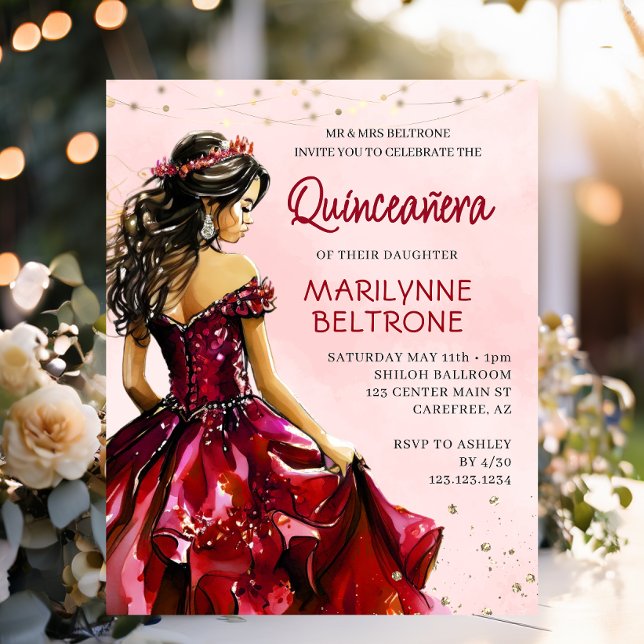 Budget Röd Guld Prinsessa Quinceañera (Skapare uppladdad)