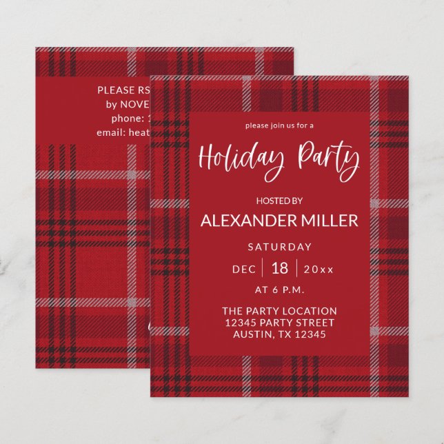 Budget Röd Plaid Flannel Julfest (Fram/baksida)