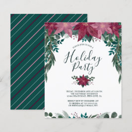 Budget Röd Rosa Poinsettia Julfest Inbjudan