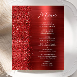 Budget Röda Glitter Skrift Bröllopsmeny