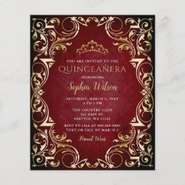 Budget Röda Guld Tiara Quinceañera Foto Inbjudan