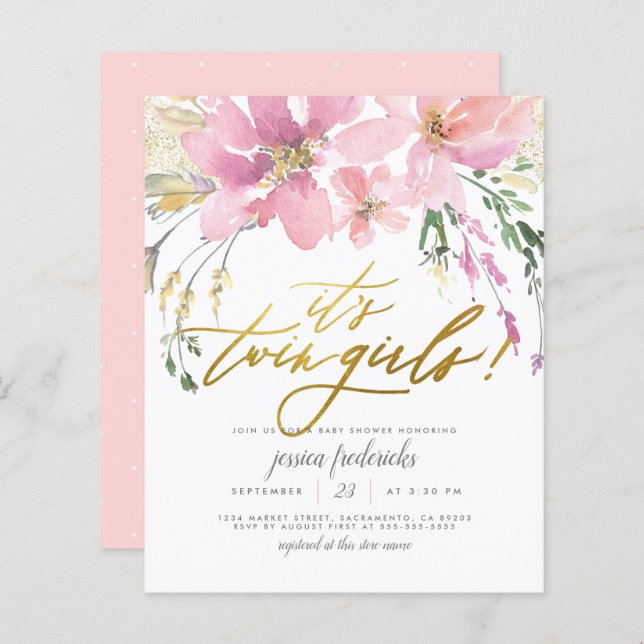 Budget Röda Kinder Tvilling Flickor Blommig Baby S (Fram/baksida)