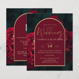 BUDGET Röda Rosor Skoggrön VinterHochzeits INVITAT