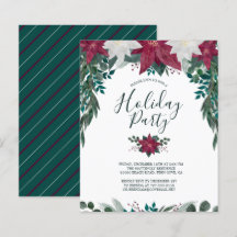 Budget Röda Vita Poinsettia Julfest Inbjudan
