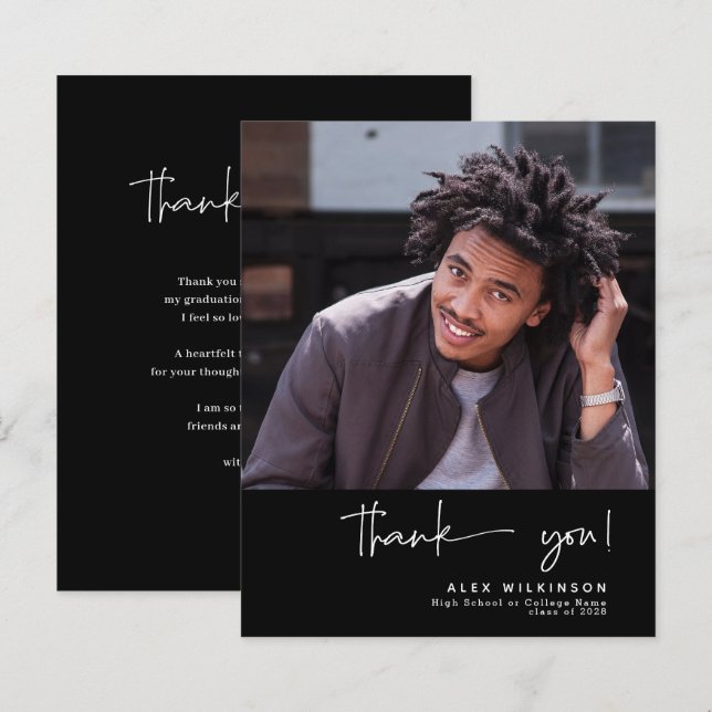 BUDGET Roligt manus Minimalistisk Foto Tacksamhets (Fram/baksida)