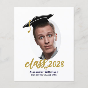 BUDGET Roligt Script Grad Cap Photo Grad-meddeland