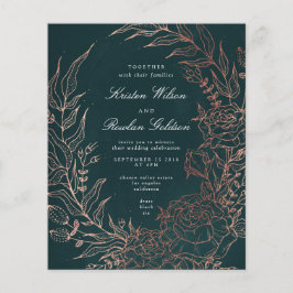 Budget Romantic Emerald Wandepper Bröllop Flygblad