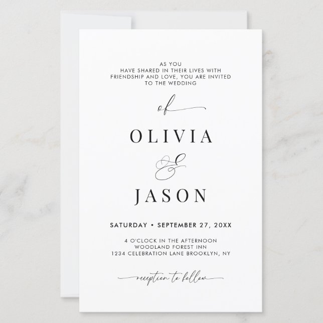 BUDGET Romantic Script Black White Initial Bröllop (Framsida)