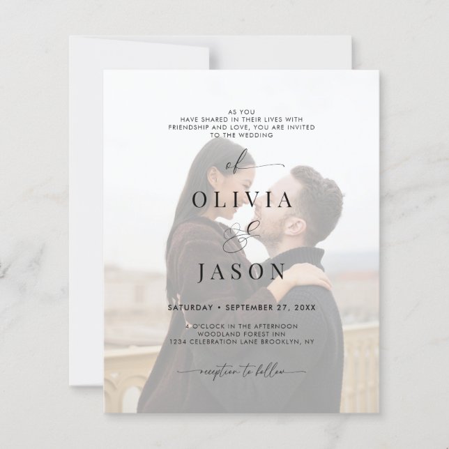 BUDGET Romantic Script Photo QR Code Bröllop (Framsida)