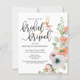 Budget  Romantisk Korall Blommig Bröllopsbrunch-ko