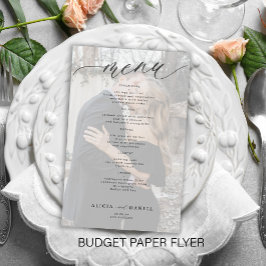 Budget romantisk manus foto bröllopsmeny flygblad